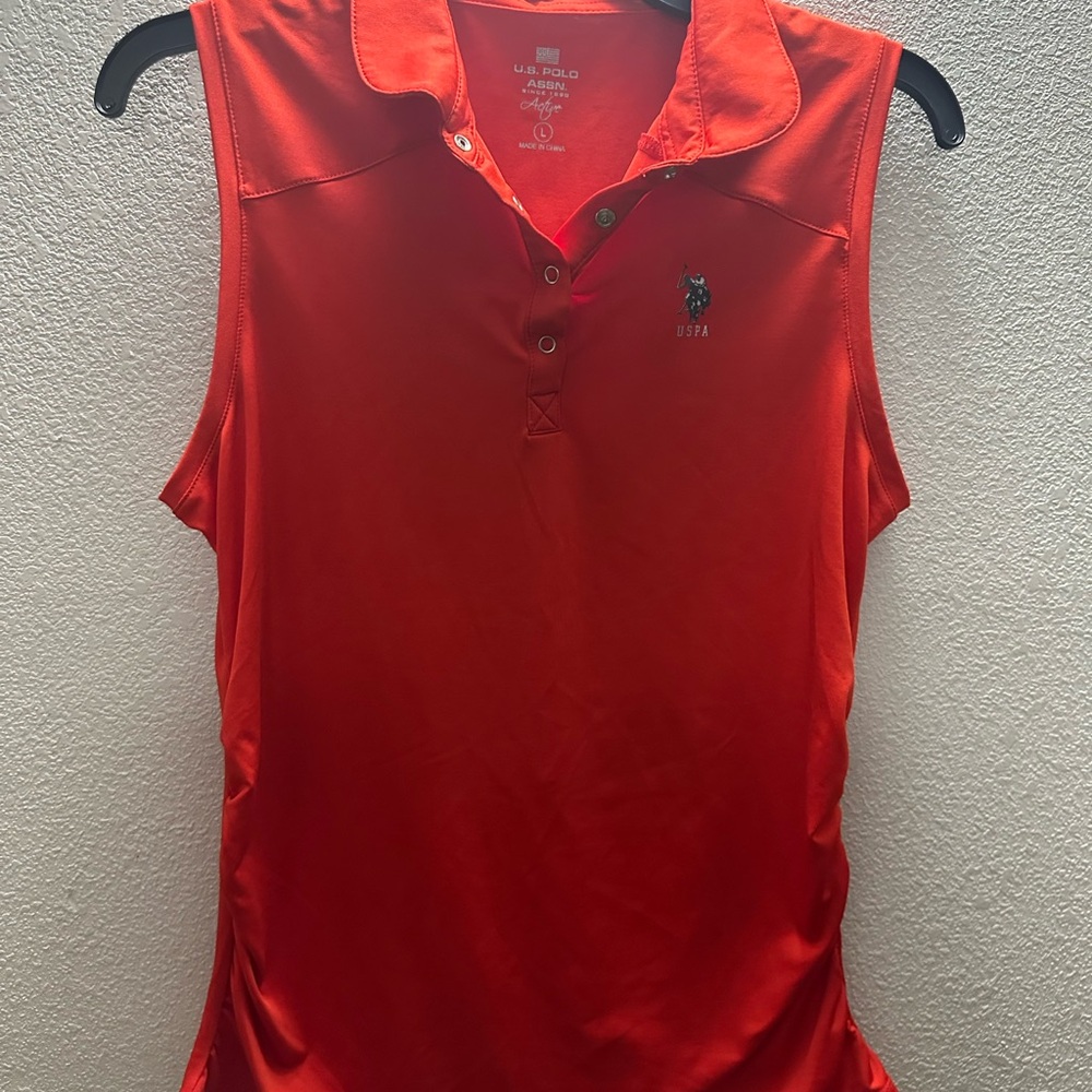 U.S. Polo Assn. Red Sleeveless Polo Tank